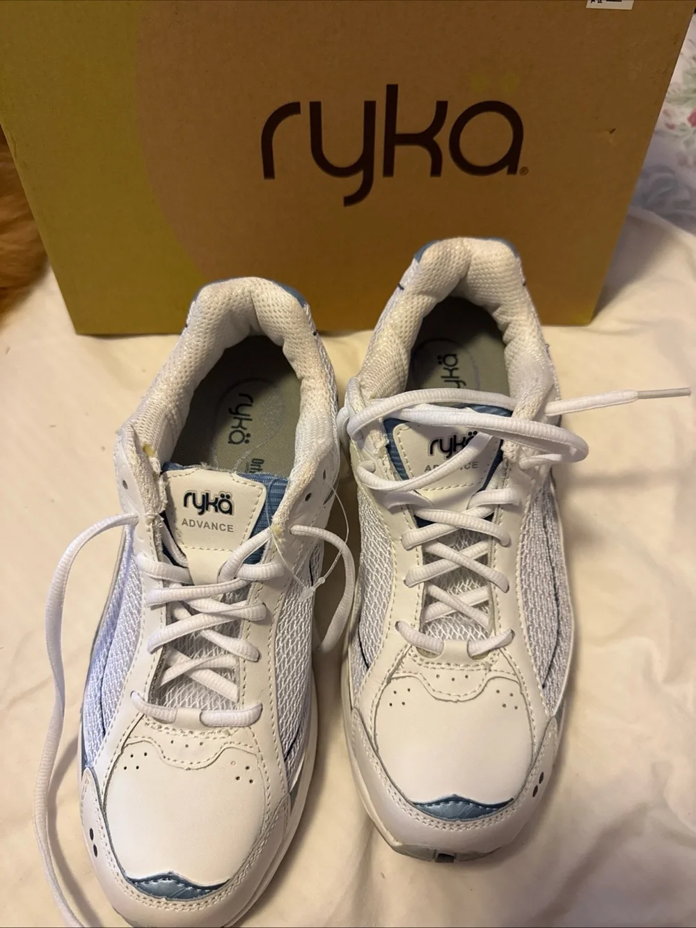 Ryka White and Light Blue Women's Athletic Sneakers